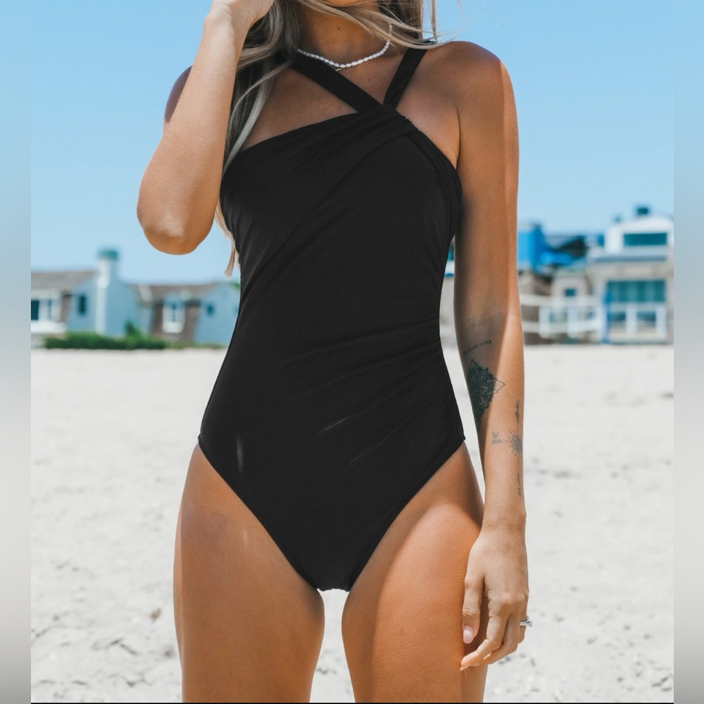 Brazilian Obsession Asymmetrical Neck lummy Control One Piece Swimsuit